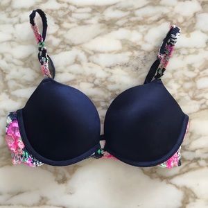 Victoria’s Secret “Pink” Navy Lace Push-Up Bra
